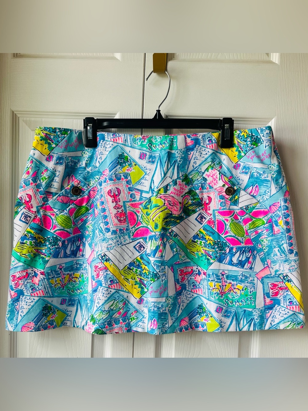 Lilly Pulitzer Madison Skort Pop Up Wish You Were Here Pockets XL